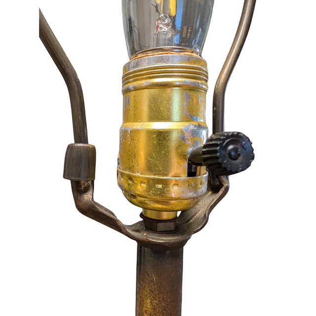 Vintage Pressed Glass Diamond-Point Brass Table Lamp, Leviton Socket For Sale - Image 13 of 16