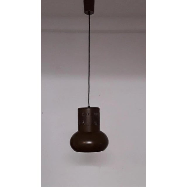 Metal German Ceiling Lamp with Brown Metal Shade from W J Leuchten, 1980s For Sale - Image 7 of 7
