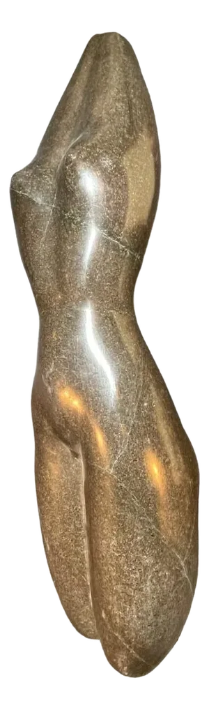 Abstract Female Nude Sculpture in Black Marble, 20th Century