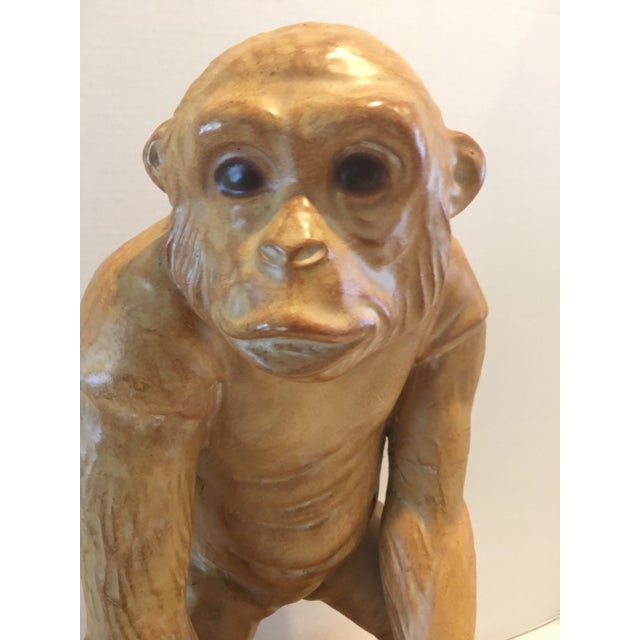 Hollywood Regency Vintage 1980s Large Terracotta Monkey For Sale - Image 3 of 10
