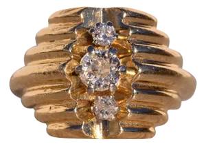 The Porge: Mid Century Modern Natural Diamond Ring in Yellow Gold