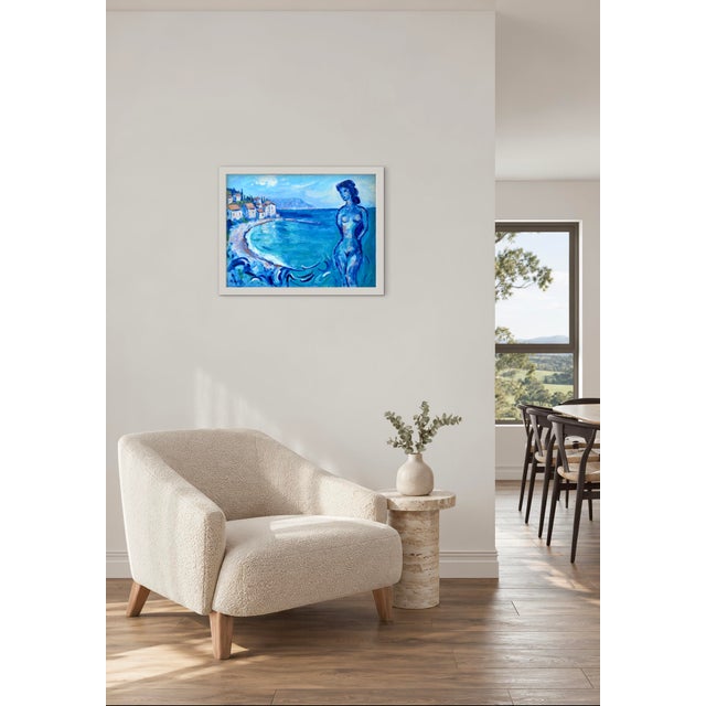Textile By the Blue Sea - Impressionistic Figure Seascape Oil Painting For Sale - Image 7 of 11