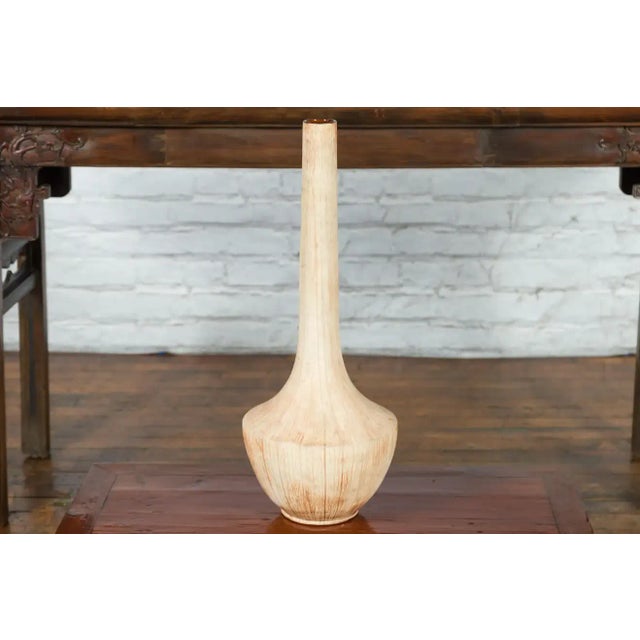 Ceramic Late 20th Century Northern Thai Chiang Mai White Contemporary Vase from the Prem Collection For Sale - Image 7 of 13