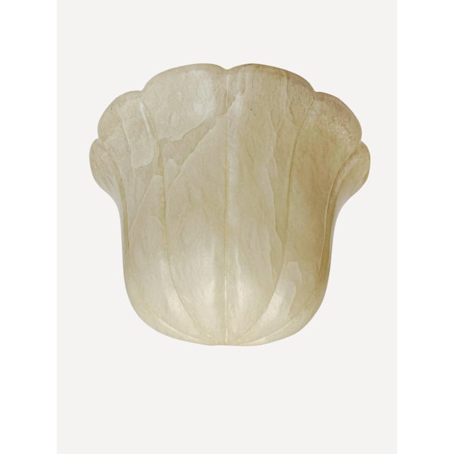 1970s Art Deco Fluted Tulip Form Alabaster Wall Lights, Aljuna Spain, 1970s, Set of 2 For Sale - Image 5 of 8