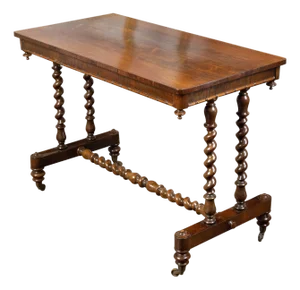 English 1860s Mahogany Table with Barley Twist Base and Petite Casters