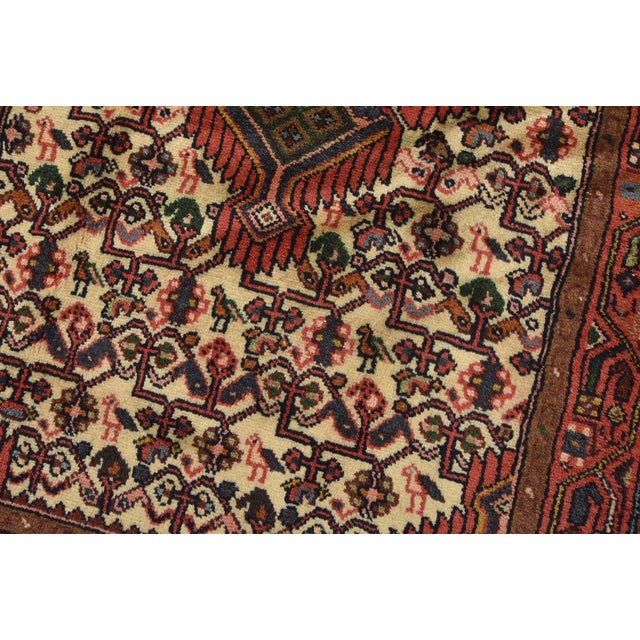 Hamedan Rug 2’7” X 4’2” Ivory Wool Vintage Tribal Hand-Knotted Carpet For Sale - Image 4 of 10