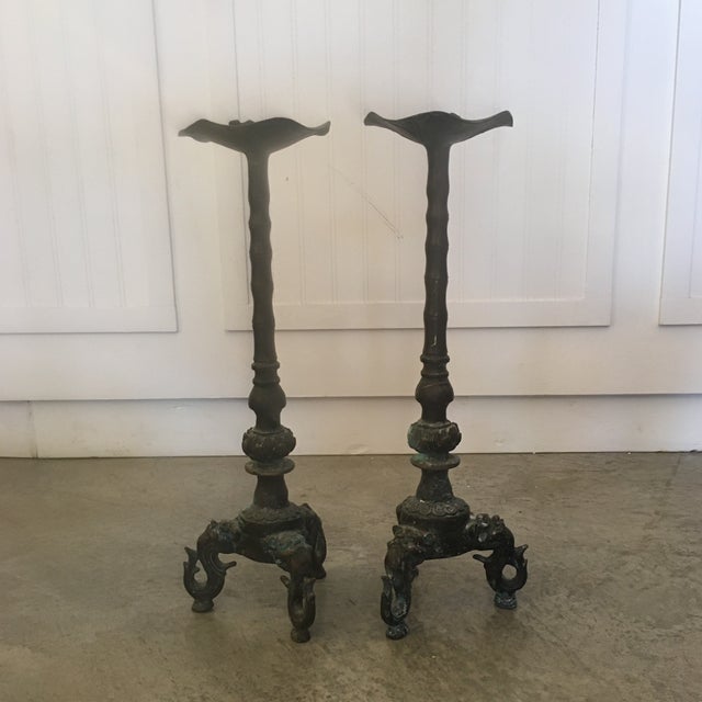 Pair Of Vintage Elephant Brass Bronze Candle Holders Chairish