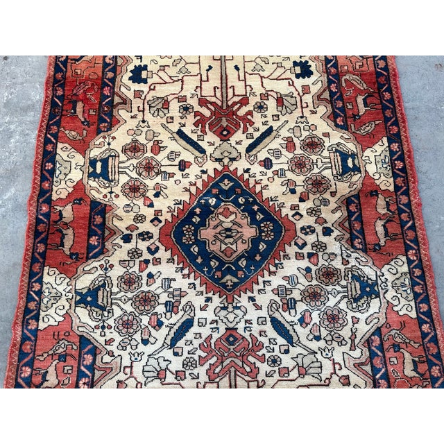 Tribal Vintage Red & Cream Caucasian Rug For Sale - Image 3 of 8