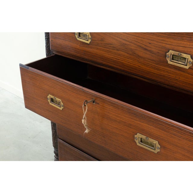 Antique Anglo-Indian Carved Desk Bookcase, India, 19th Century For Sale - Image 13 of 18