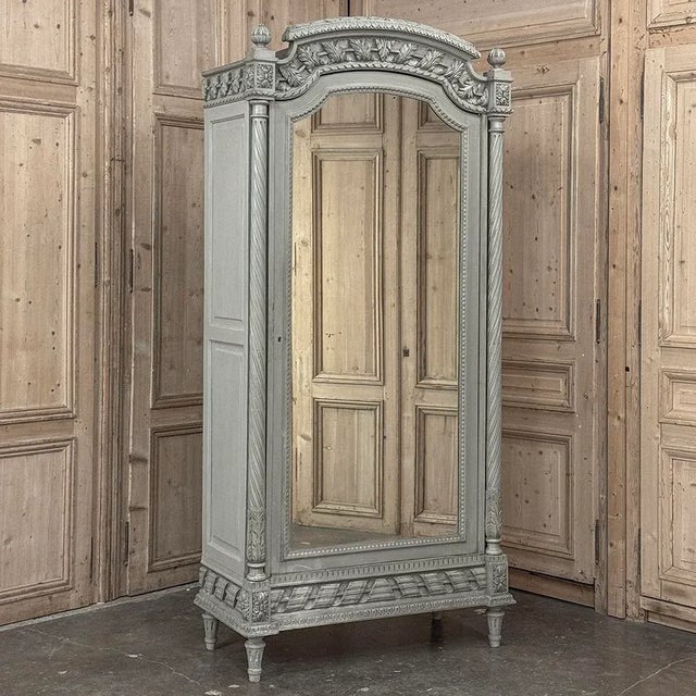 French 19th Century French Louis XVI Painted Armoire For Sale - Image 3 of 18