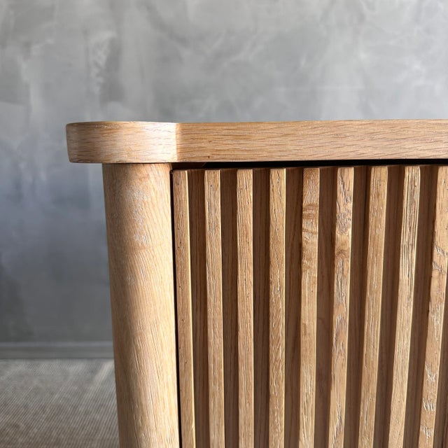 White Oak Reeded Nightstand With Drawer For Sale In Los Angeles - Image 6 of 9