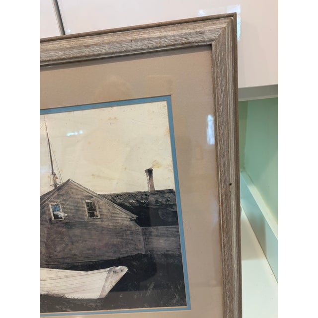 Vintage Andrew Wyeth the Sisters Framed Coastal Maine Dories Print Boat Art For Sale - Image 10 of 12