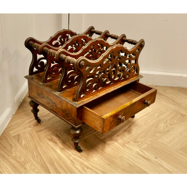 Victorian Walnut Canterbury Magazine Stand For Sale - Image 3 of 8