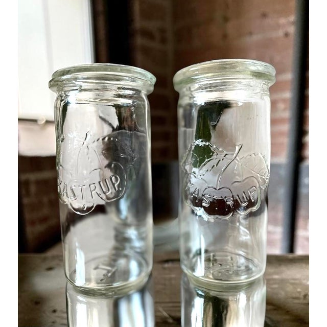 Mid-20th Century Embossed Cherry Glass Jars from Kastrup Glassworks, Denmark, Set of 2 For Sale - Image 6 of 9