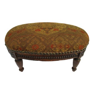 Antique Golden Brown Oval Footstool For Sale