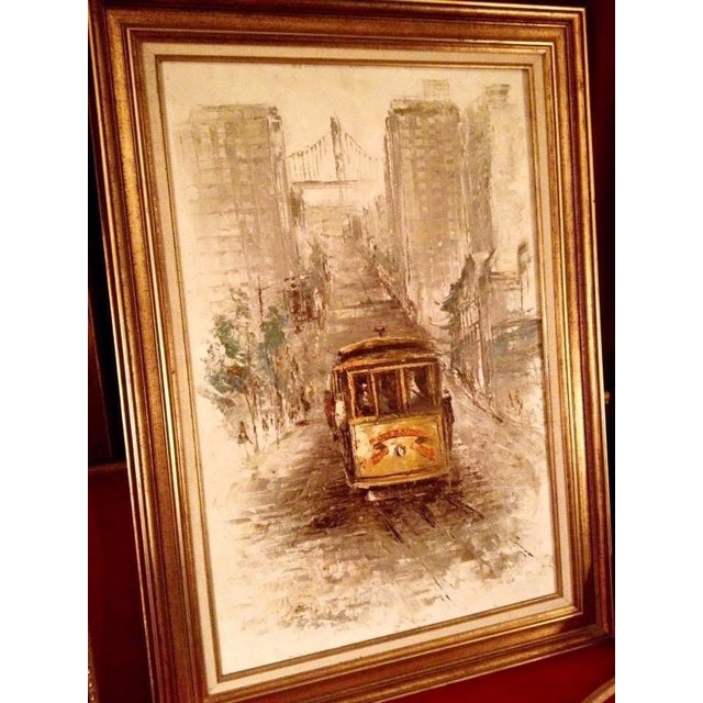 Parker Oil on Canvas Mid Century Modern Haight Asbury Summer of Love San Francisco Oil on Canvas Street Scene Signed, Framed For Sale - Image 10 of 12