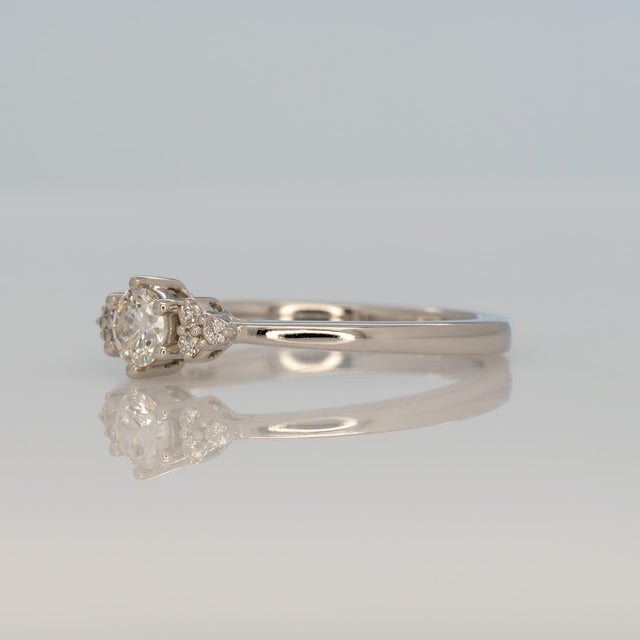 Earth Mined Diamond Ring With Diamond Accents: Solid 14k Gold – Round, 4mm, Size 6.75 For Sale In Columbus - Image 6 of 9