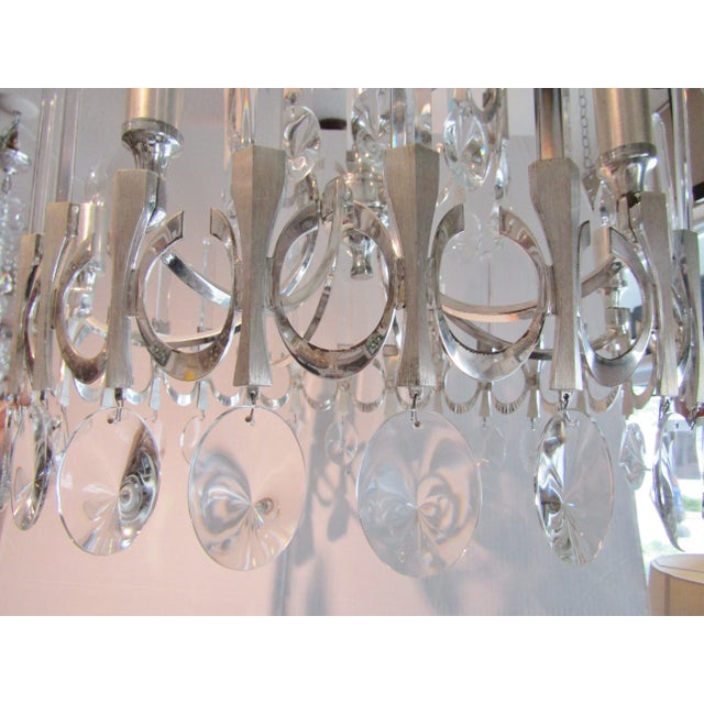 Sciolari Two Tiered Silver Plate and Crystal Chandelier Circa 1960's For Sale In Miami - Image 6 of 9