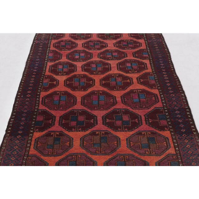 Rug & Kilim Hand-Knotted Antique Baluch Rug in Red Blue Tribal Geometric Pattern For Sale - Image 4 of 10