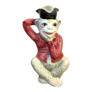 1950s Mottahedeh Portugal Ceramic Monkey Pitcher For Sale