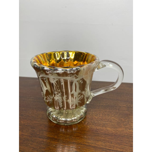 Victorian Antique Mercury Glass Handled Tea Cup and Saucer For Sale - Image 3 of 12
