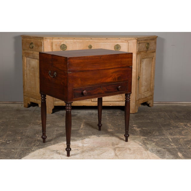 Campaign English 19th Century Campaign Mahogany Box with Unfolding Desk and Drawers For Sale - Image 3 of 12
