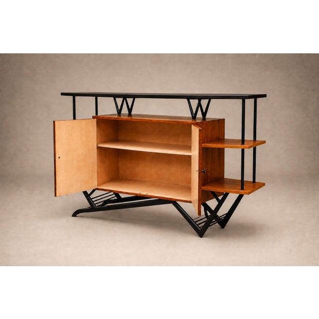 Brazilian Modern Bar in Imbuia, Roxinho and Pau Marfim With Party Motif Marquetry, Brazil, 1950s For Sale - Image 15 of 18