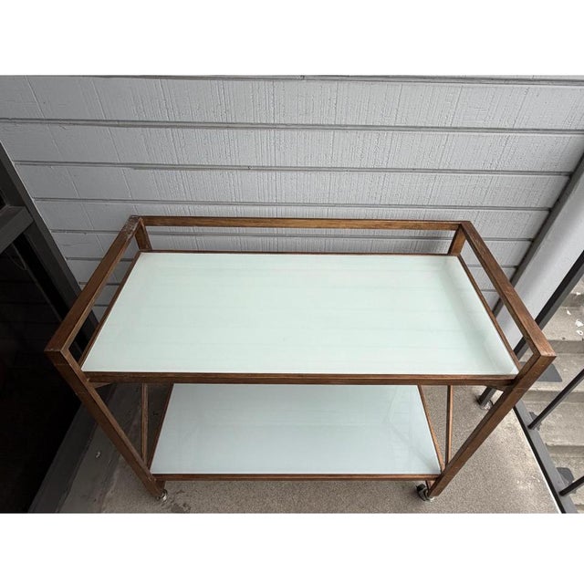 2020s Zoe White Frosted Glass Bar Cart For Sale - Image 5 of 11