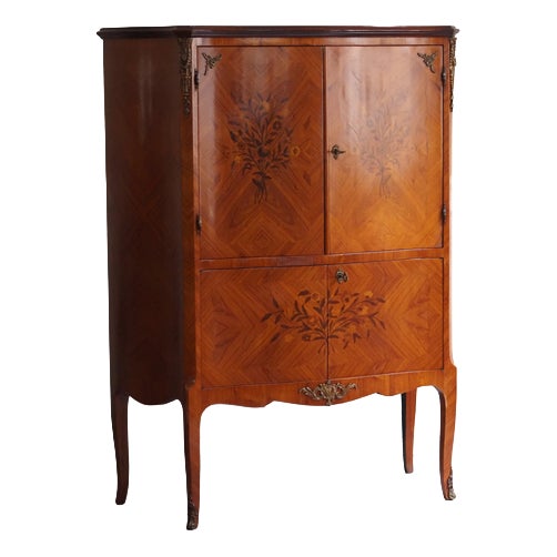 Louis XV Style Cabinet with Floral Inlays For Sale