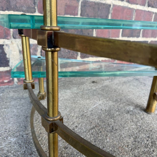 Brass Mastercraft Brass and Glass Step Shelf Hollywood Regency For Sale - Image 8 of 12