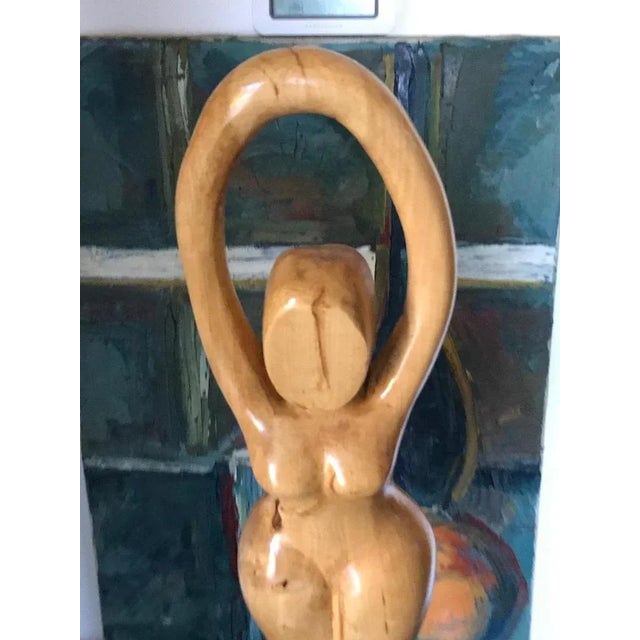 Large Modernist Wood Sculpture of Woman Dancer, Denmark, 1960s For Sale - Image 6 of 10