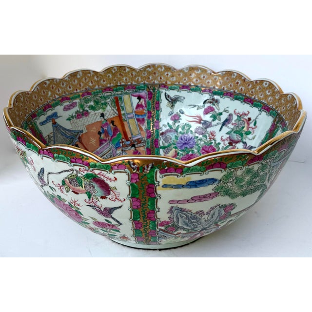 Mid 20th Century Centerpiece 16 1/2" Diameter "Chinese Export" Bowl. Famille Rose For Sale - Image 4 of 17