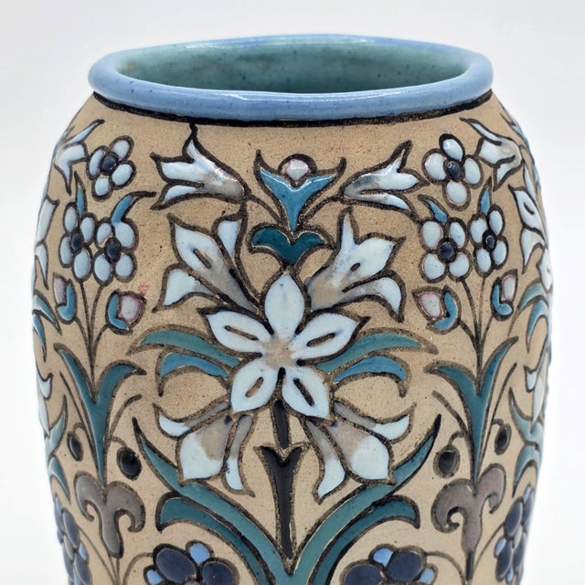 Signed Aguado Toledo Spanish Ceramic Floral Relief Vase For Sale In Los Angeles - Image 6 of 8