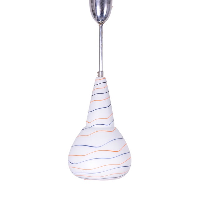 Mid-Century Chandelier in Chromed Steel and Milk Glass, Czech, 1960s For Sale