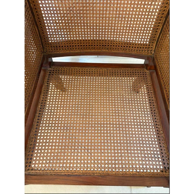 Brown Set of Antique Edwardian Mahogany Library Bergere Chairs, 1900 For Sale - Image 8 of 15