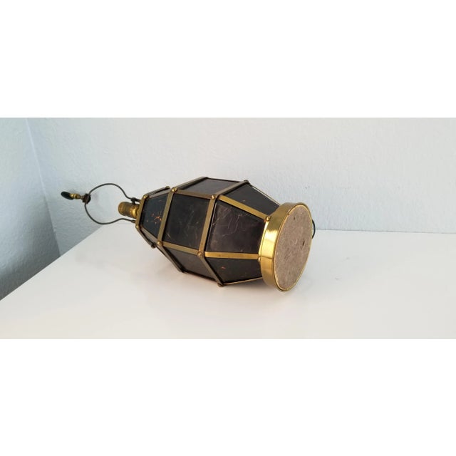 Black Vintage Hollywood Regency Brass and Leather Table Lamp/ Sold For Sale - Image 8 of 9