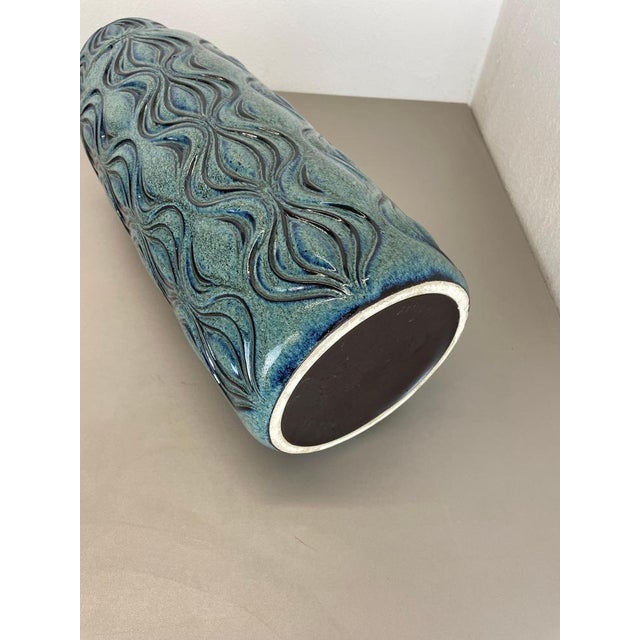 Vintage Turquoise Vase in Fat Lava from Scheurich, 1970s For Sale - Image 16 of 18