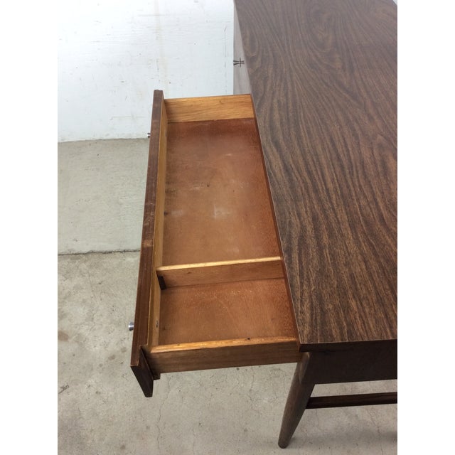 Mid Century Modern Four Drawer Writing Desk With Chrome Hardware by Stanley Furniture For Sale - Image 9 of 10