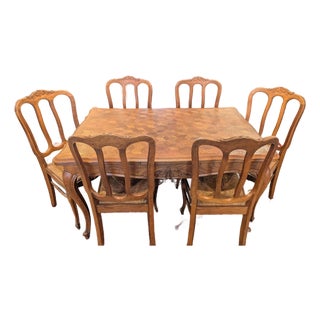 Early 20th Century Oak Refrectory Table and 6 Chairs - Set of 7 For Sale