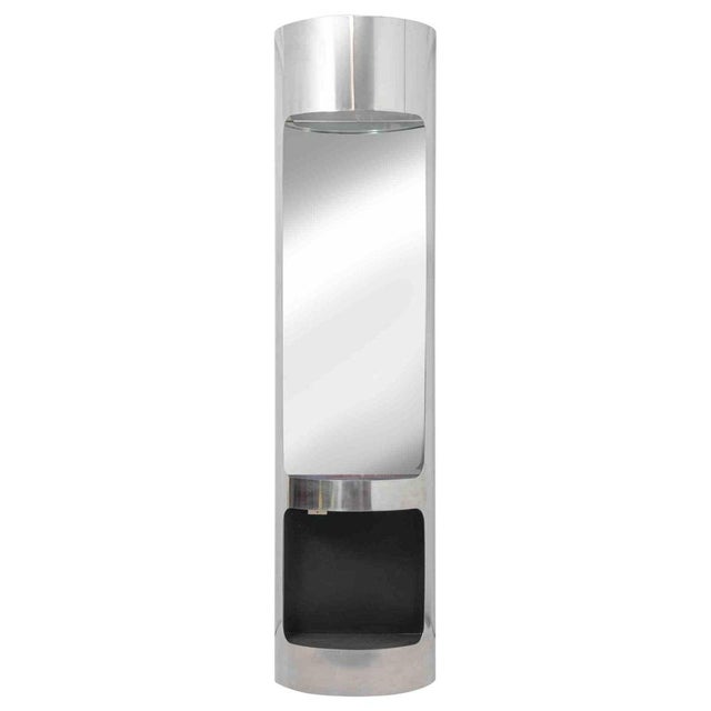 Silver Italian Modern Totem Floor Lamp with Mirror, Steel and Glass, 1970s For Sale - Image 8 of 8