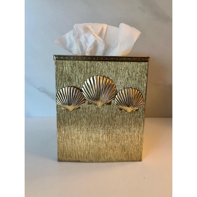 Hollywood Regency Hollywood Regency Shell Motif Tissue Box Cover For Sale - Image 3 of 7