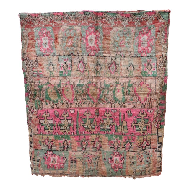 Abstract Vintage Moroccan Rug 5'8" X 6'8" For Sale