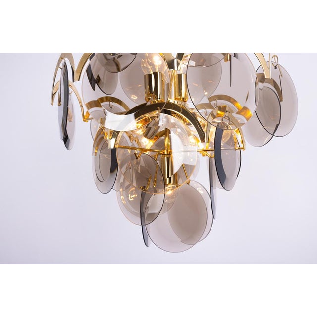 Smoked Glass Disc Chandelier from Vistosi, Italy, 1960s For Sale - Image 9 of 13
