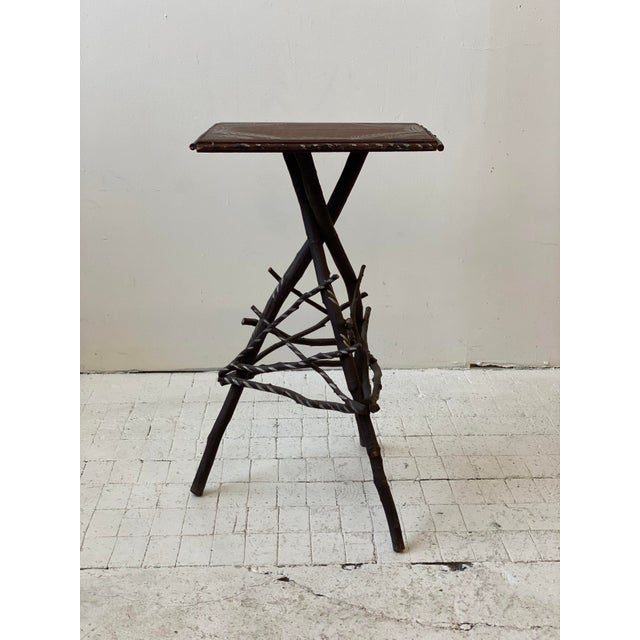 Vintage Adirondack Twig Table With Silver Painted Details, Circa 1940s ...