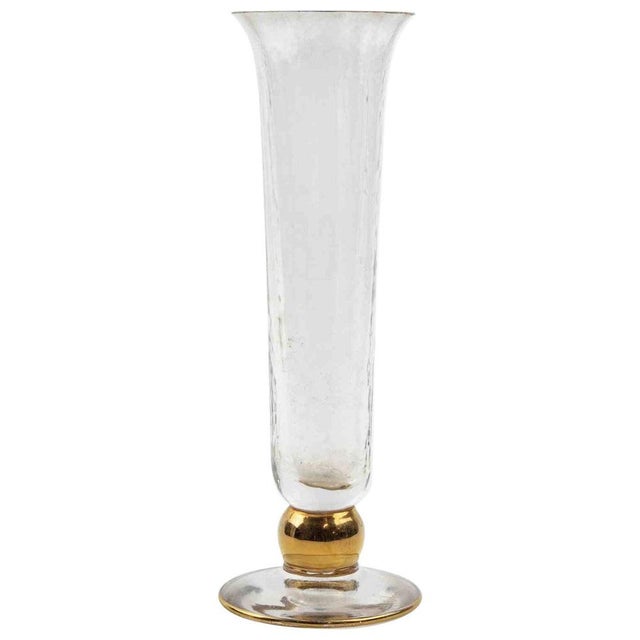 Mid-Century Glass Vase with Gold Overlays, 1930s For Sale - Image 6 of 6