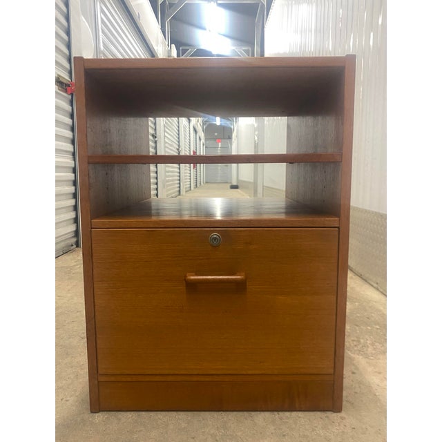 Wood 1980s Danish Teak Veneer File Cabinet. For Sale - Image 7 of 11