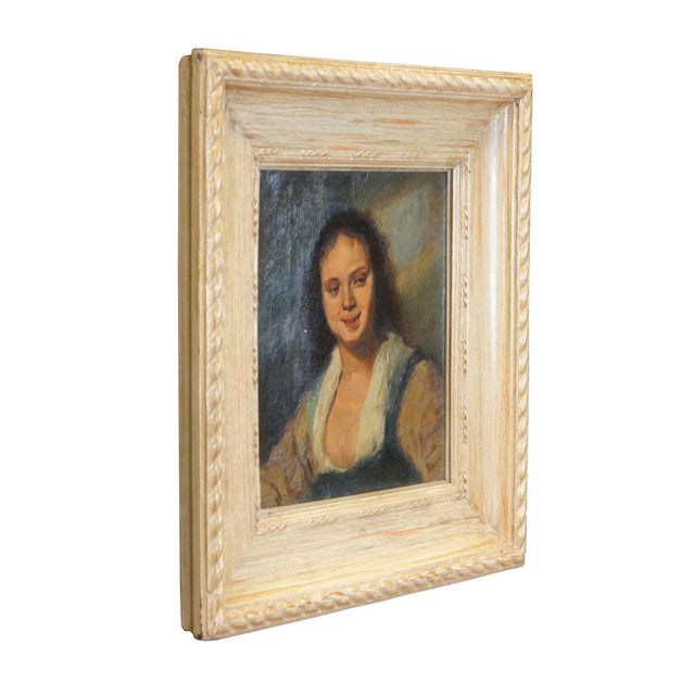 Traditional Antique Frans Hals the Girl La Bohémienne Oil Portrait Painting 18" For Sale - Image 3 of 10