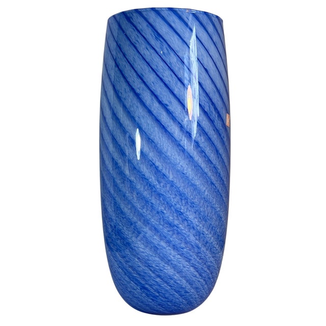 Murano Art GLass Blue Swirl Vase For Sale - Image 13 of 15