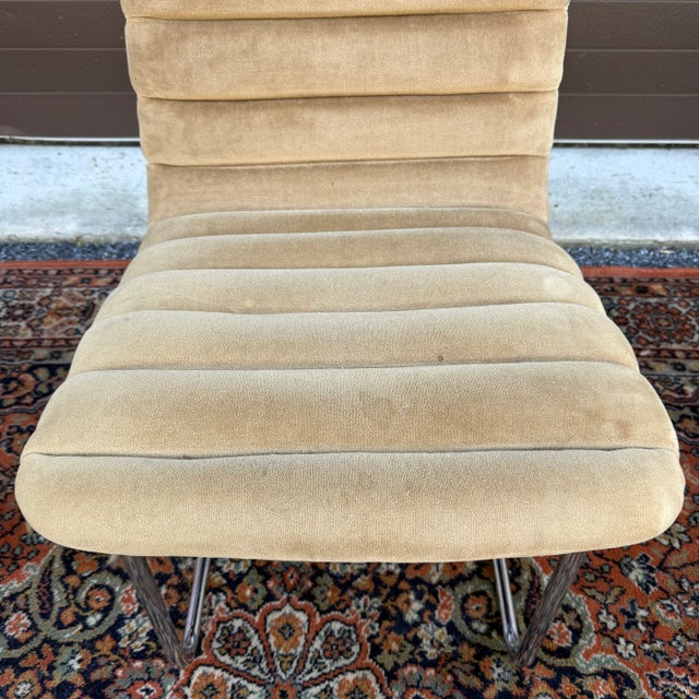 DIA - Design Institute America 1970s Modern Chrome Cantilevered Chair With Channeled Upholstery by Design Institute America For Sale - Image 4 of 17