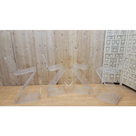 Mid-Century Modern Mid Century Modern Lucite "Z" Stools Attributed to Karl Springer - Set of 4 For Sale - Image 3 of 9